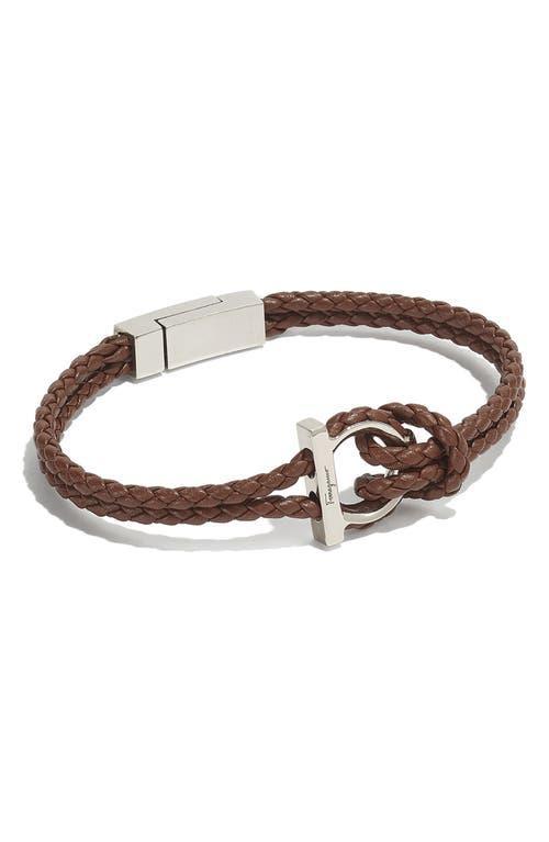 FERRAGAMO Mens Braided Leather Bracelet Product Image