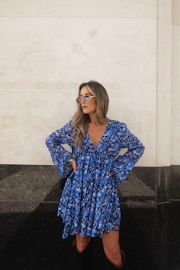 Blue Floral Chiffon Romper Product Image