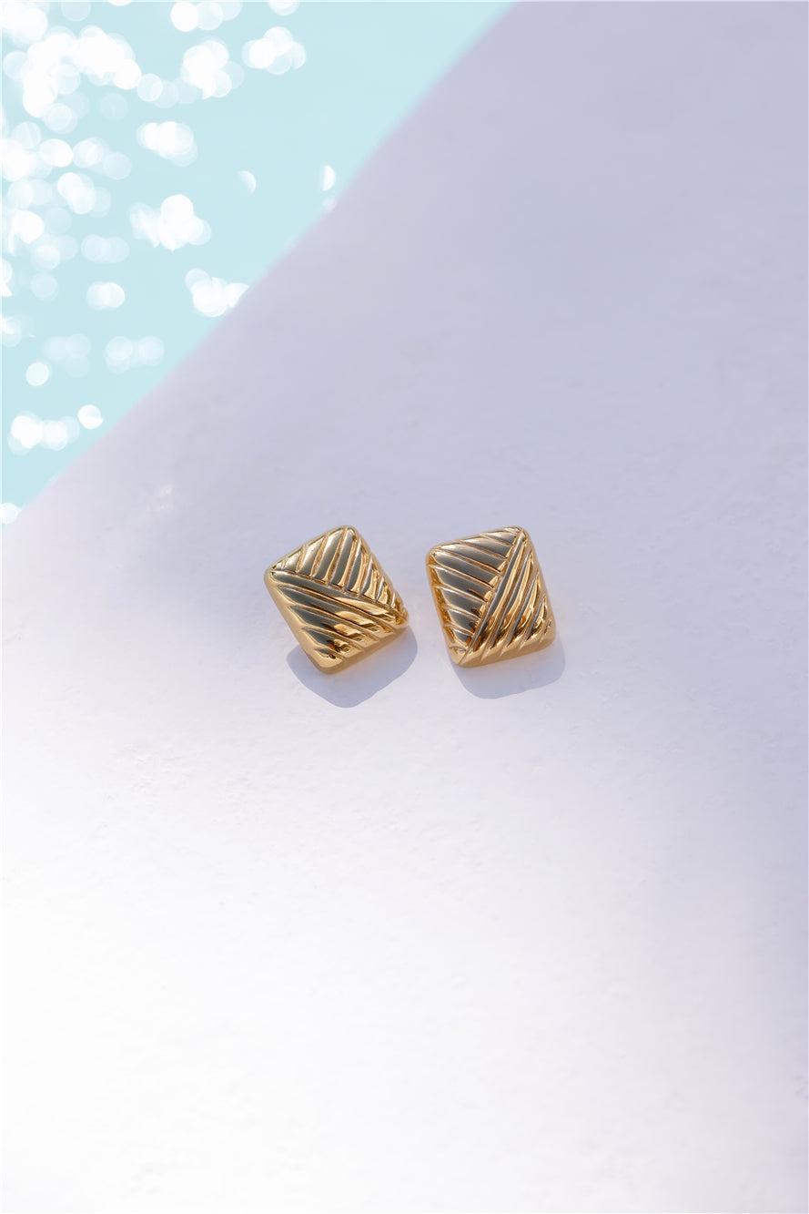 18k Gold Plated Cushions Earrings Gold Product Image