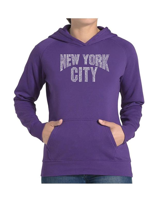 La Pop Art Womens Word Art Hooded Sweatshirt -Nyc Neighborhoods Product Image