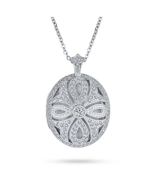 Bling Jewelry Keepsake Victorian Filigree Perfume Essential Oil Diffuser Oval Infinity Cross Locket Necklace For Women Product Image