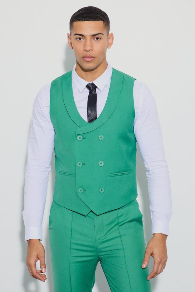 Double Breasted Waistcoat | boohooMAN USA Product Image