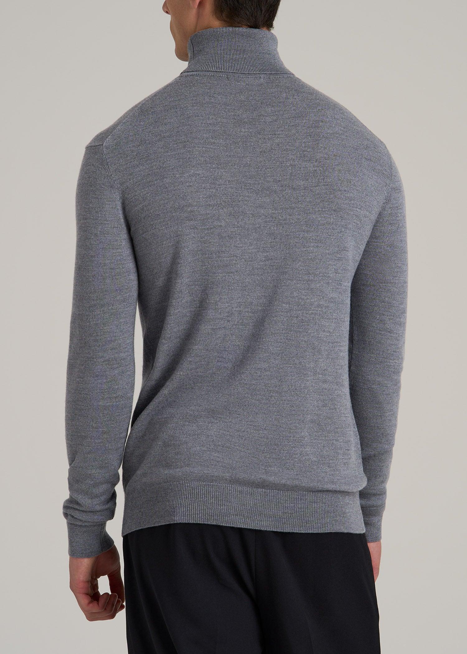 Merino Wool Turtleneck Sweater for Tall Men in Grey Mix Male Product Image