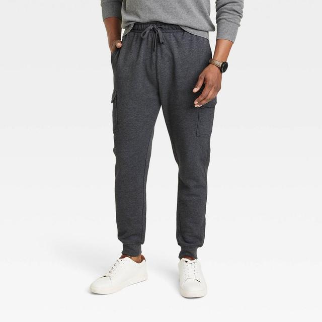 Mens Tapered Fleece Cargo Jogger Pants - Goodfellow & Co Charcoal XXL Product Image