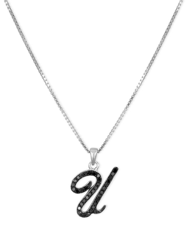 Jewelexcess Sterling Silver 1/4-ct. T.W. Black Diamond Initial Pendant, Womens Product Image