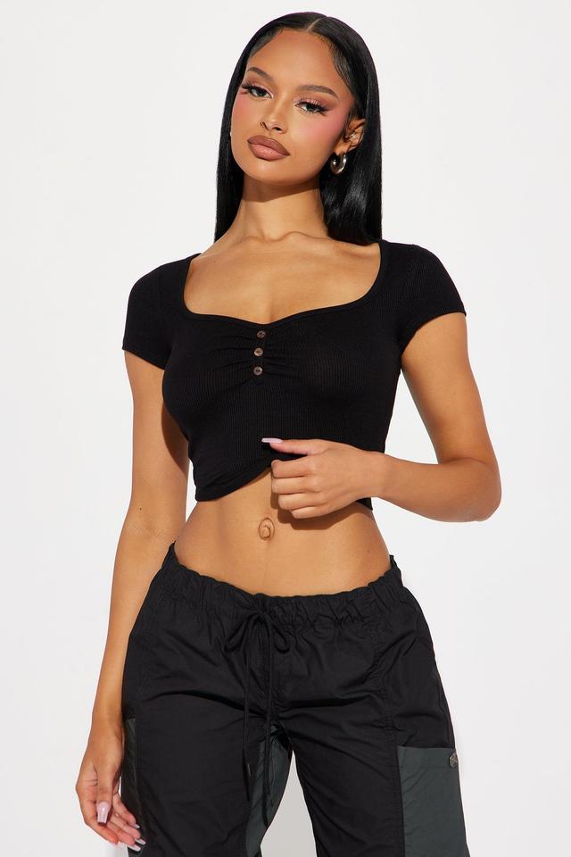 Charlie Ribbed Top - Black Product Image