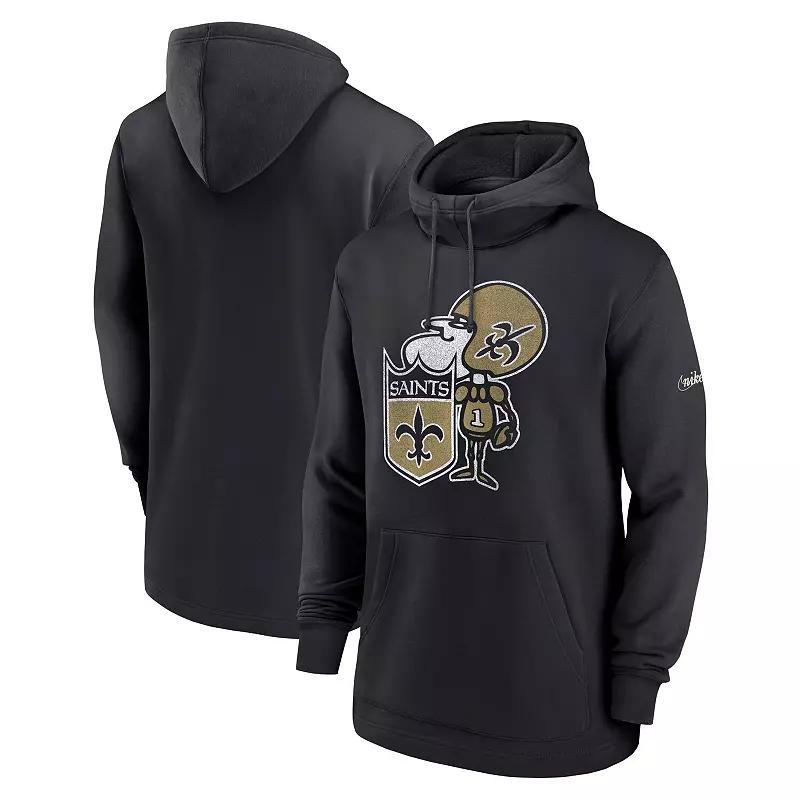 Mens Nike Black Distressed New Orleans Saints Classic Pullover Hoodie Product Image