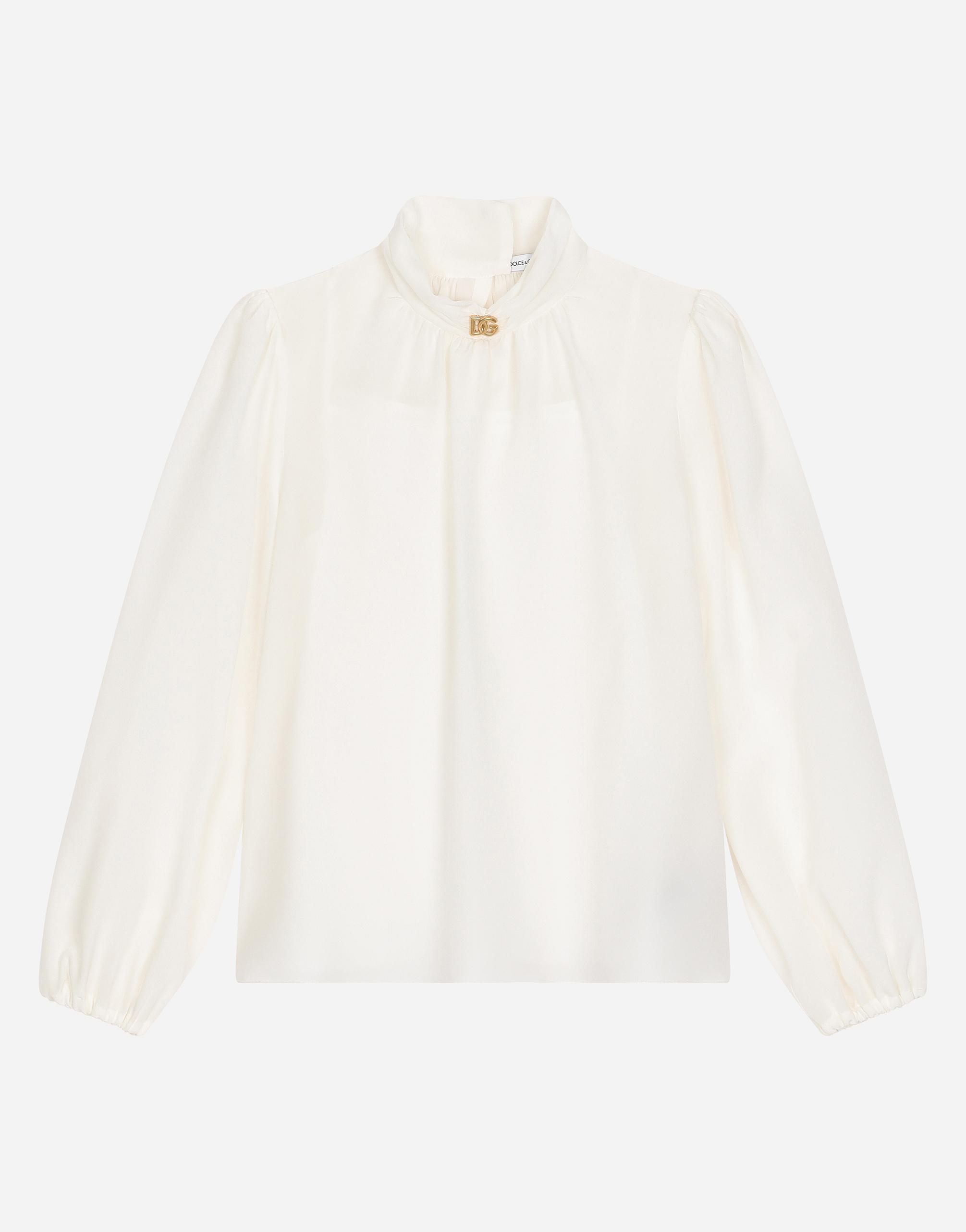 Crêpe De Chine Blouse With Dg Logo In White Product Image