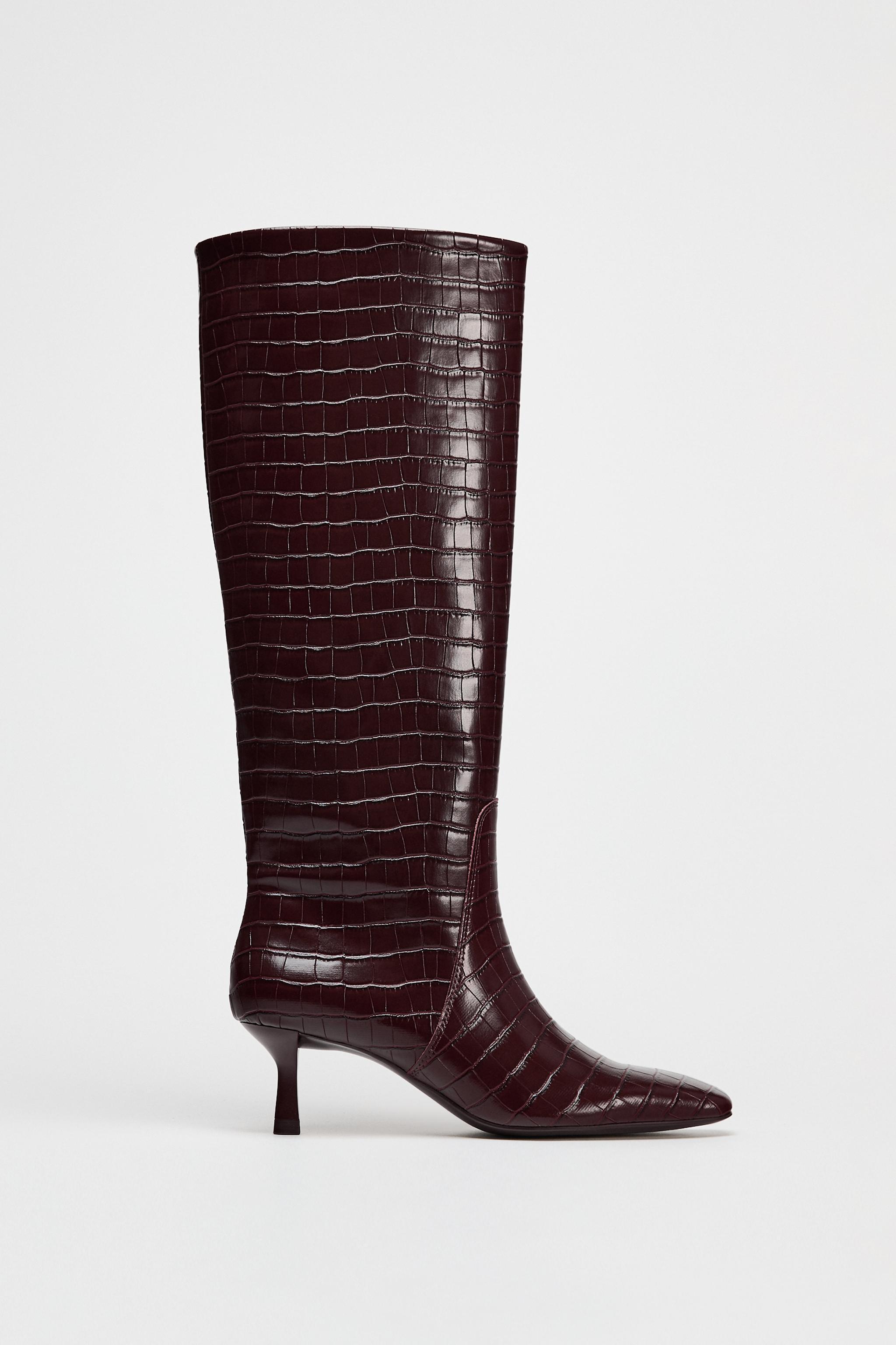 THIN HEEL EMBOSSED BOOTS product image