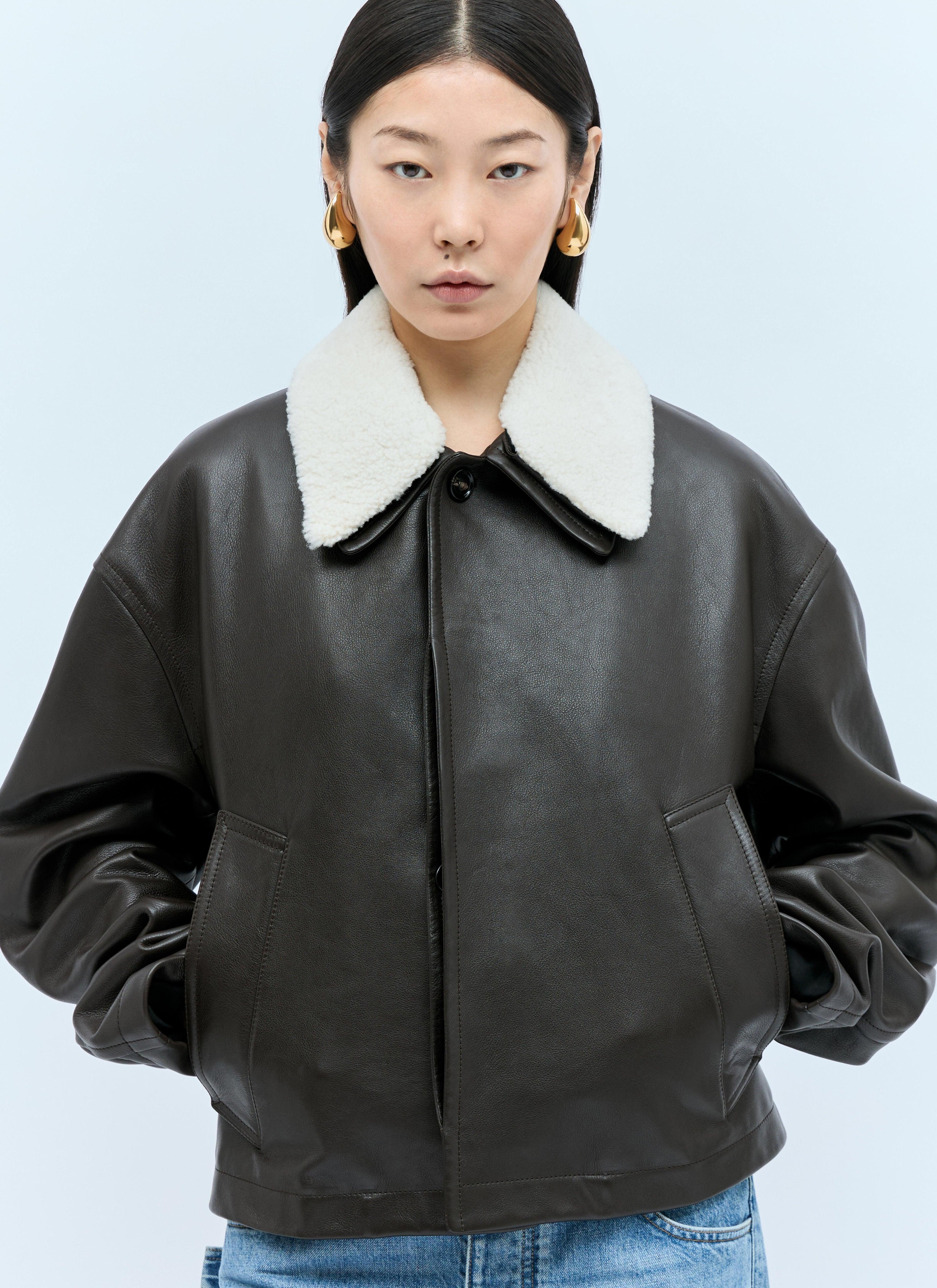 Women Smooth-grain Leather Jacket In Black Product Image