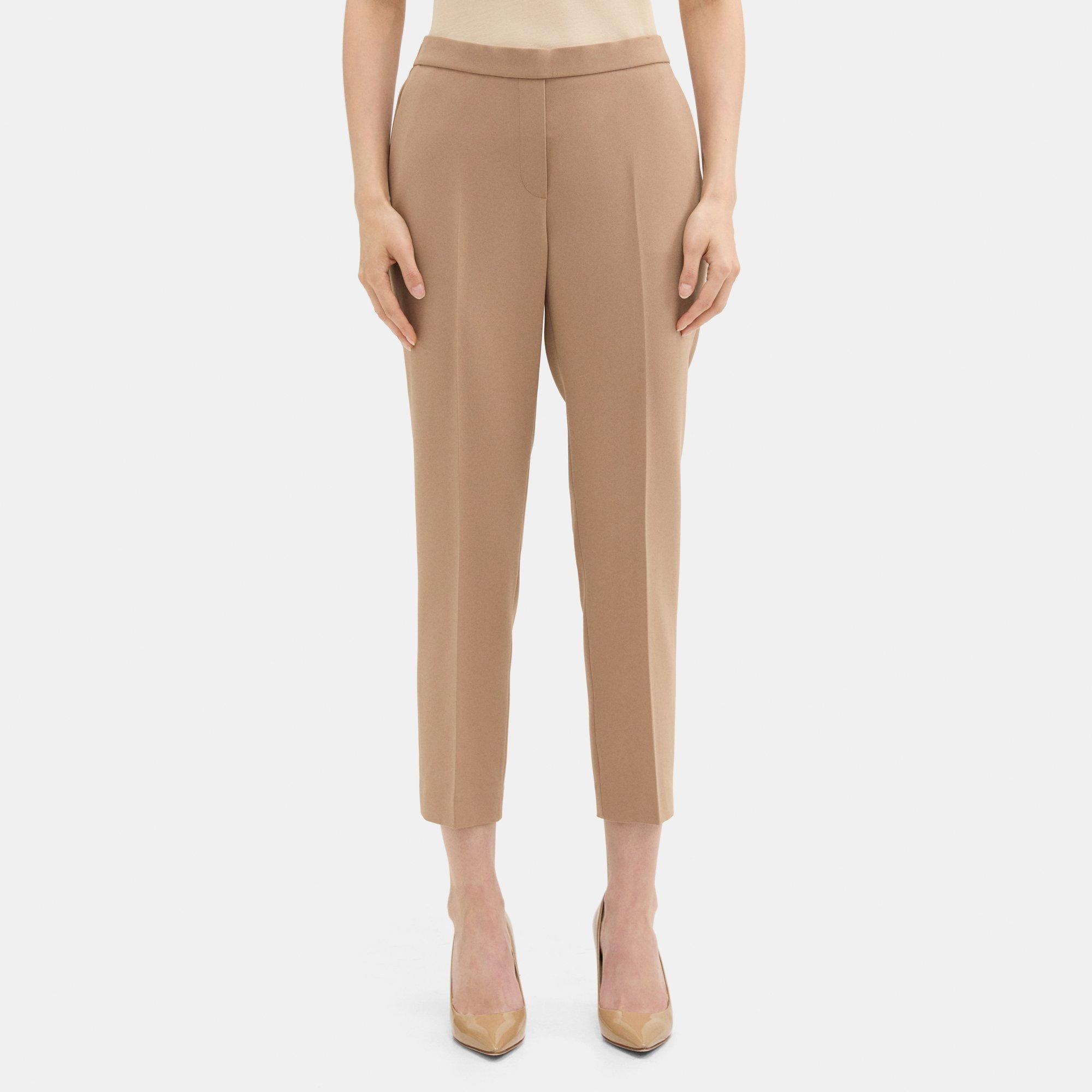 Crepe Cropped Slim Pull-On Pant | Theory Outlet Product Image