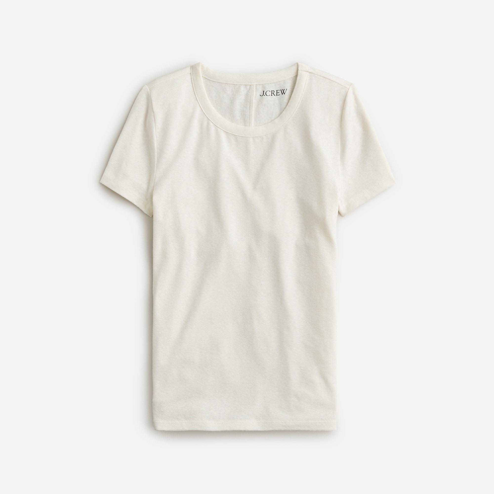 Stretch linen-blend crewneck T-shirt Product Image