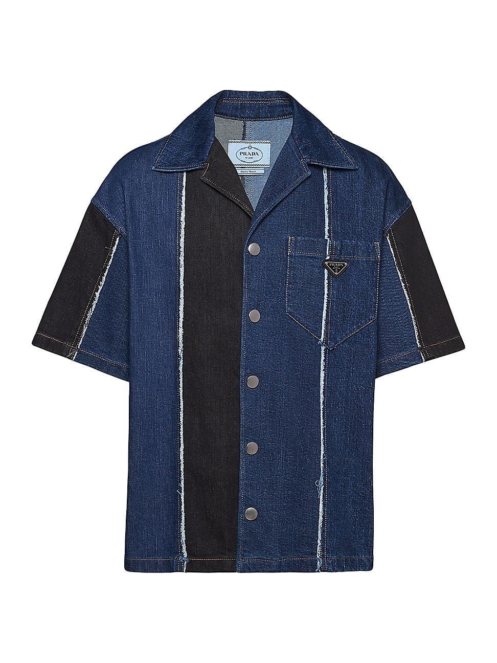 Mens Double Match Striped Denim Shirt Product Image