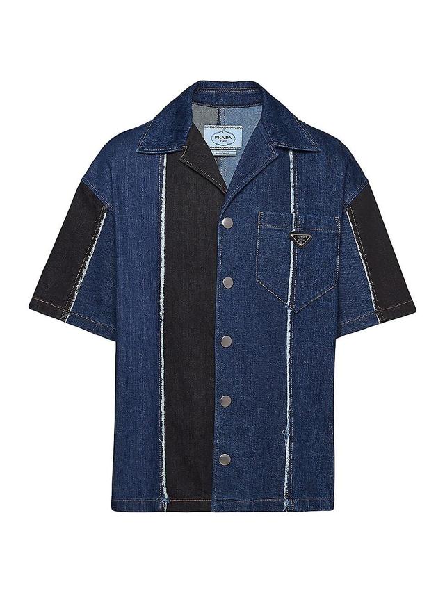 Mens Double Match Striped Denim Shirt Product Image