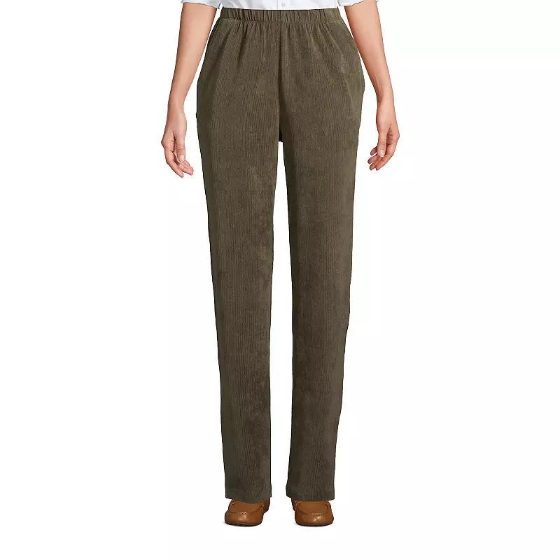 Petite Lands End Sport Knit High Rise Corduroy Pull-On Pants, Womens Grey Heather Product Image