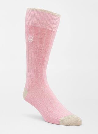 Peter Millar Mens Solid Rib Crew Sock | Color: Palmer Pink | Size: OS Product Image