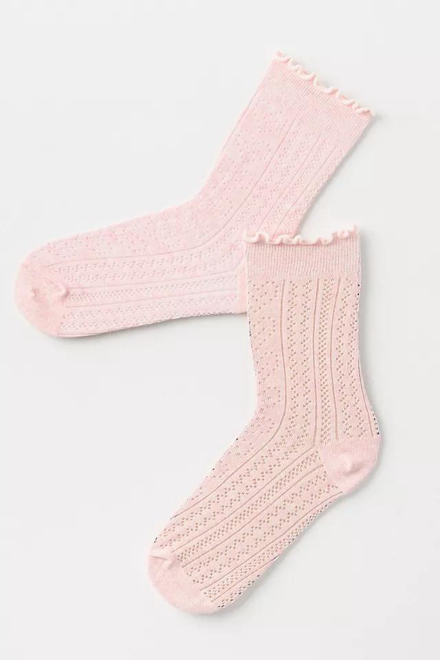 MeMoi Heart Ruffle Pointelle Socks Product Image