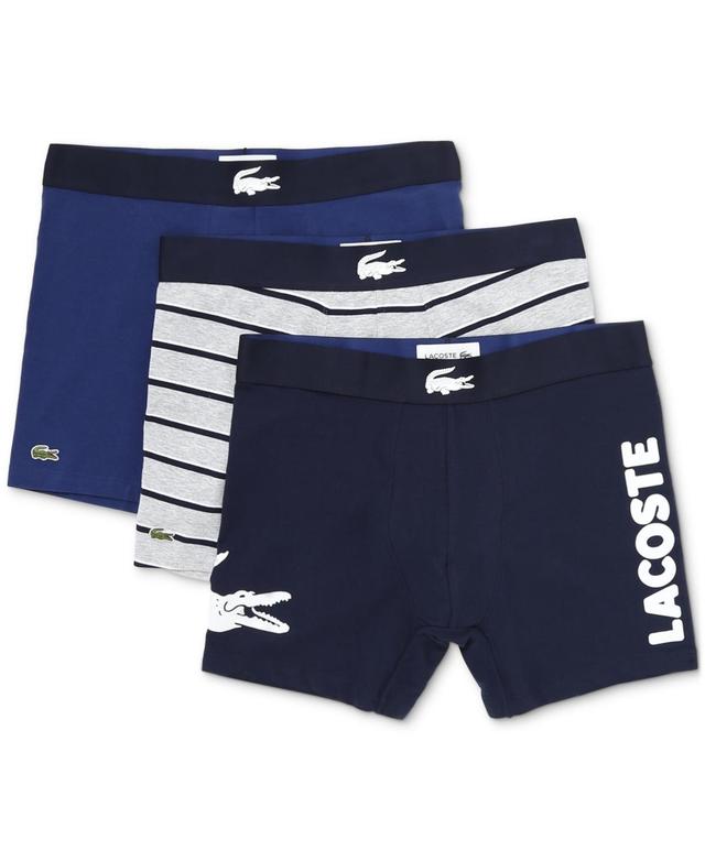 Lacoste 3-Pack Boxer Brief Causal Fashion Big Croc (Navy /White/Silver Chine/Methylene) Men's Underwear Product Image