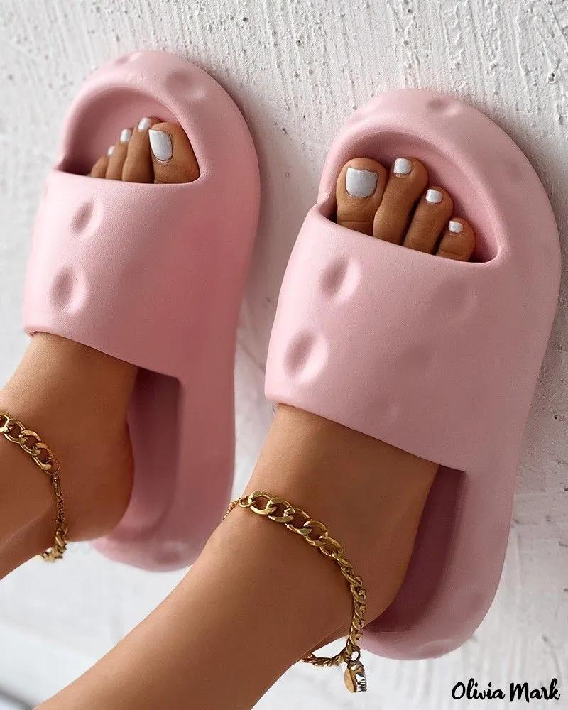 Olivia Mark – Wide Strap Bathroom Slippers (Soft). Product Image