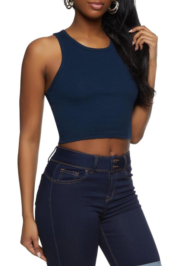 Womens Basic Cropped Racerback Tank Top Product Image