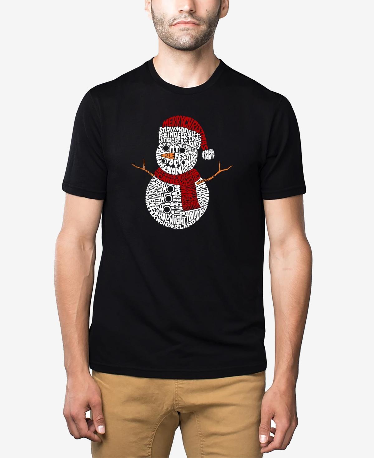 La Pop Art Mens Christmas Snowman Premium Blend Word Art T-shirt Product Image