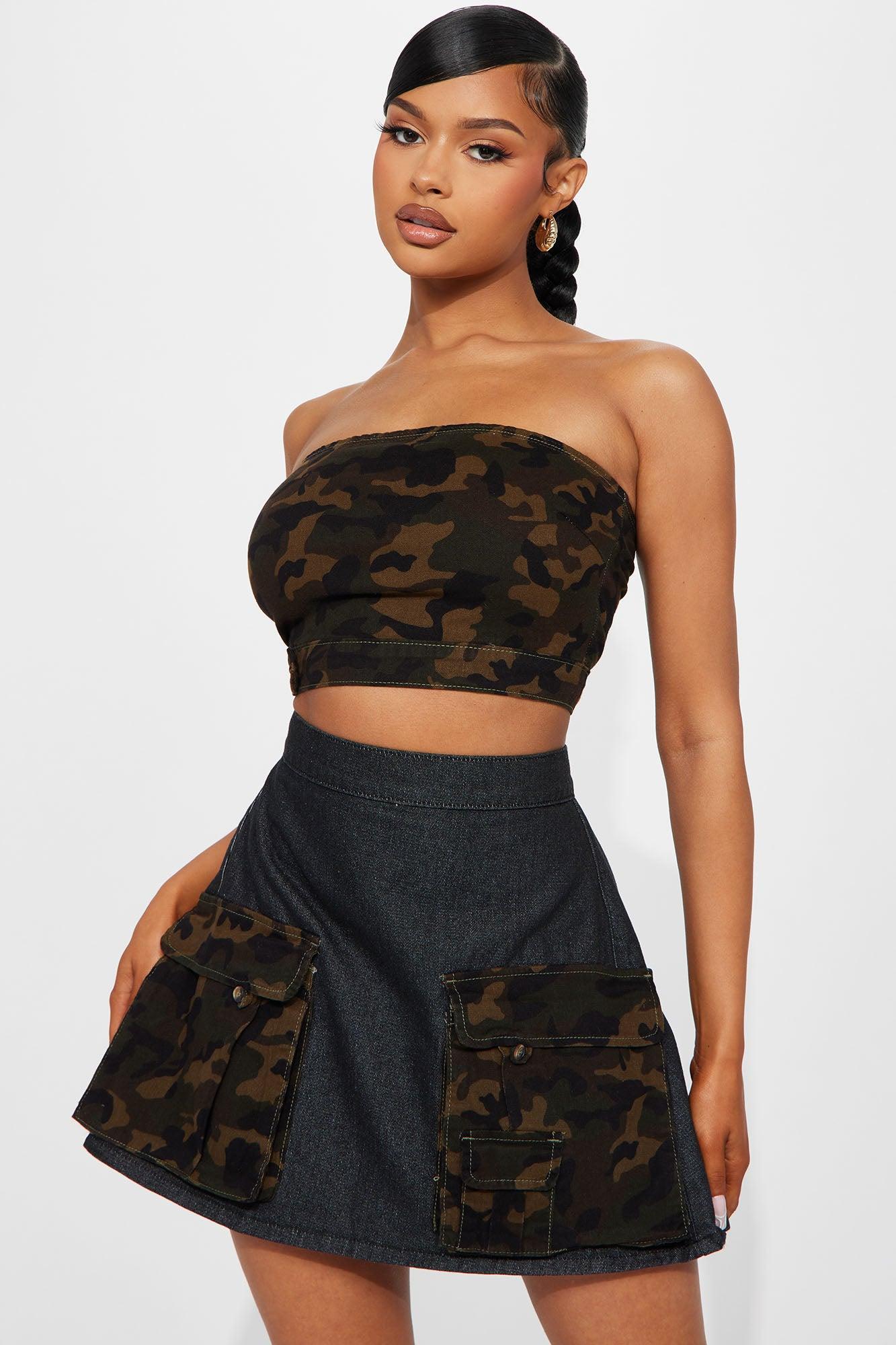 Maybe For You Camo Skirt Set - Dark Wash Product Image