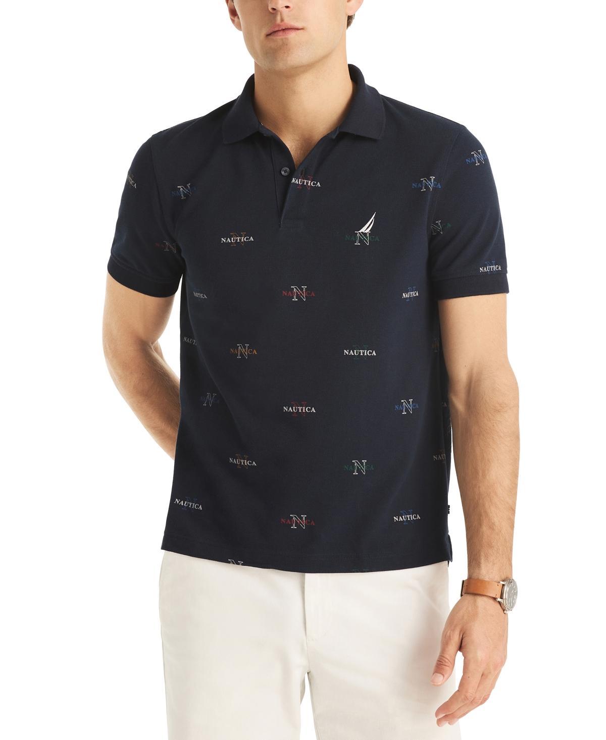 Nautica Mens Classic-Fit Logo-Print Performance Polo Shirt Product Image