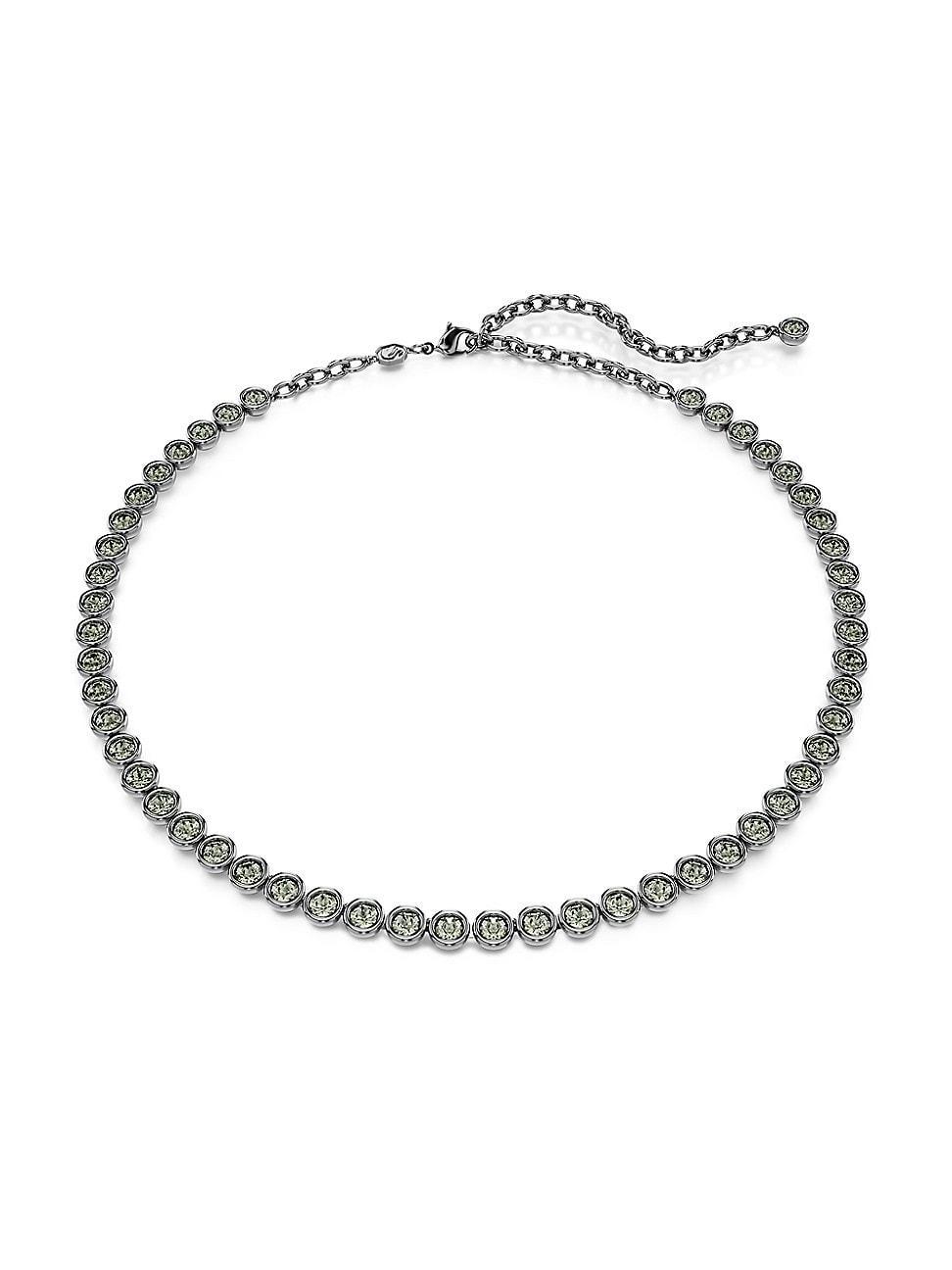 Womens Imber Ruthenium-Plated & Black Crystal Tennis Necklace Product Image