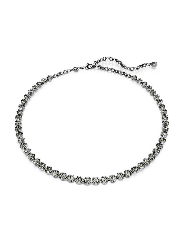 Womens Imber Ruthenium-Plated & Black Crystal Tennis Necklace Product Image