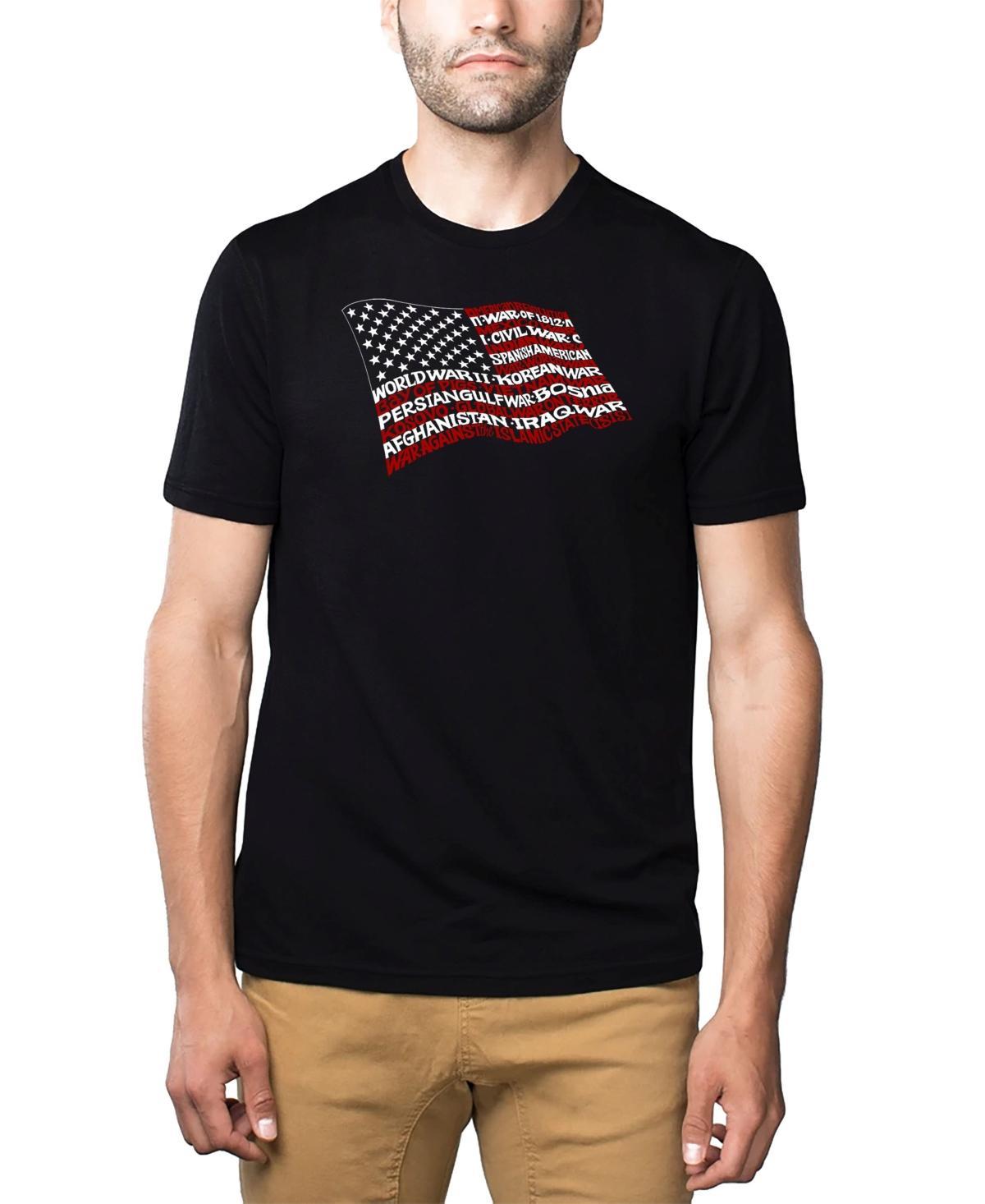 La Pop Art Mens Premium Word Art American Wars Tribute Flag T-shirt Product Image