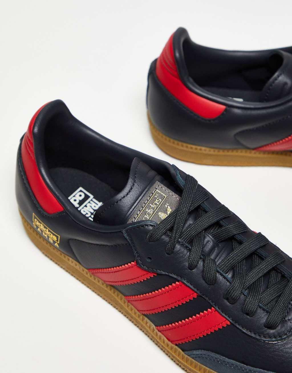 adidas Originals Samba sneakers in black and red Product Image