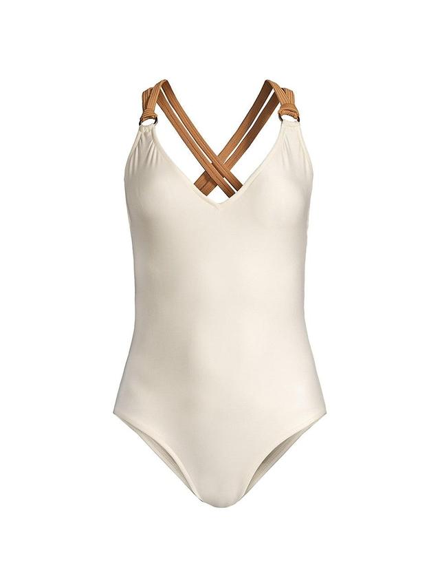 Womens Rope V-neck One-Piece Swimsuit Product Image