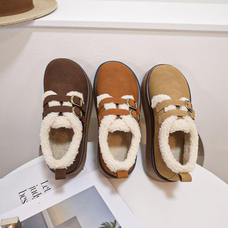 Platform Fleece-Lined Buckled Shoes Product Image