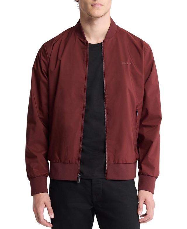 Calvin Klein Mens Logo-Print Matte Bomber Jacket Product Image