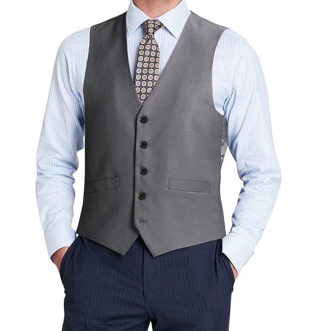 Bevagna Collection - Wool Suit Dress Vest 5 Buttons Regular Fit In Gray Product Image