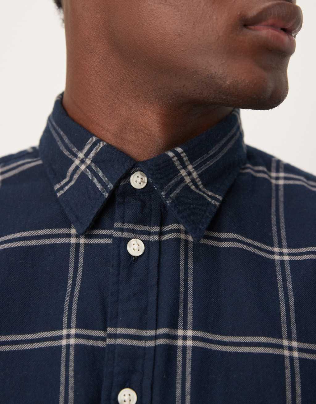 Selected Homme oversized boxy shirt in navy windowpane check Product Image