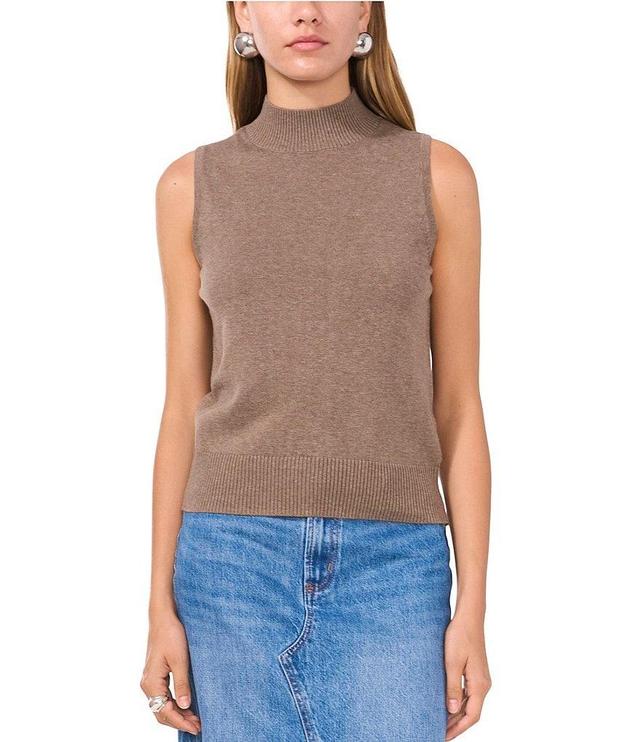 1. STATE Knit Ribbed Mock Neck Sleeveless Sweater Product Image