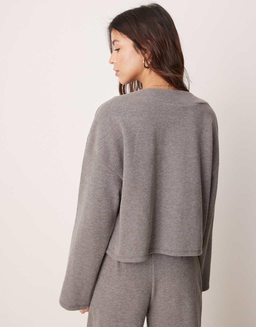 ASOS DESIGN soft touch cardigan with pockets in charcoal heather - part of a set Product Image