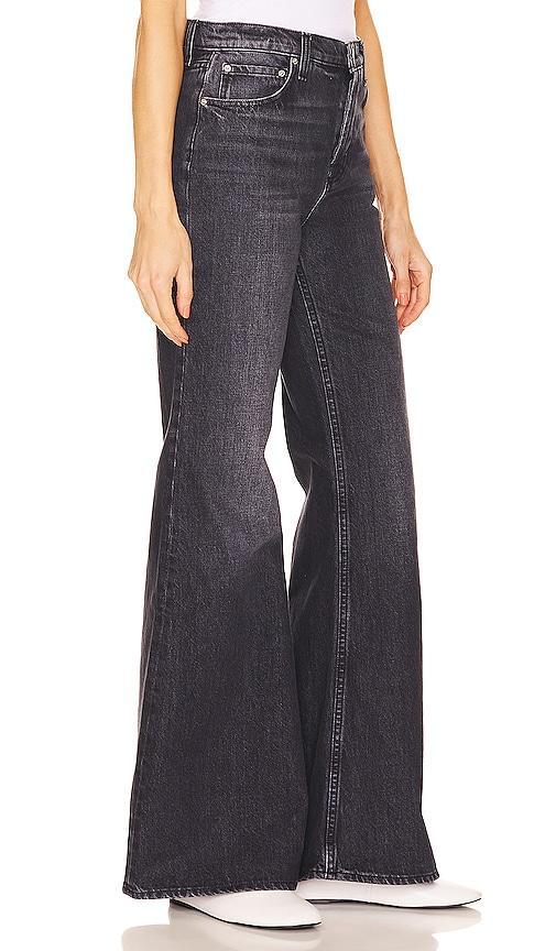 GRLFRND Jade Low Rise Relaxed Flare in Berlin - Charcoal. Size 31 (also in 25, 26, 27, 28, 29, 30, 32). Product Image