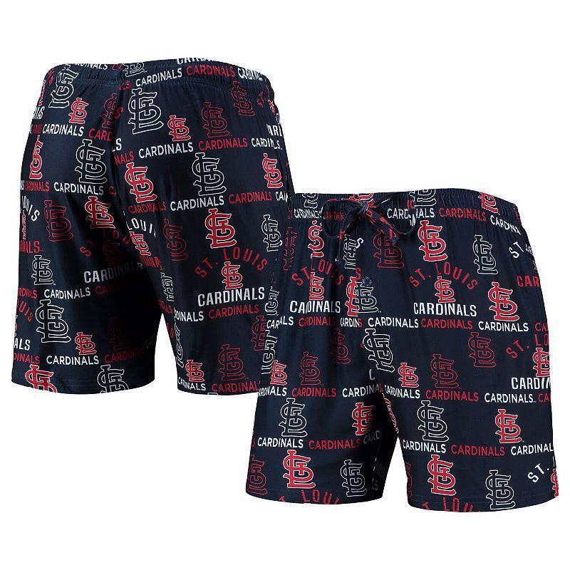 Mens Concepts Sport St. Louis Cardinals Flagship Allover Print Knit Jam Shorts Blue Product Image