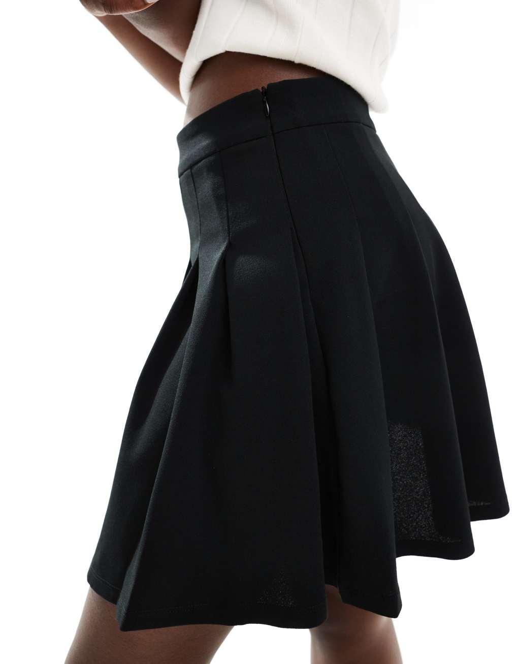 YAS pleated mini skirt in black Product Image