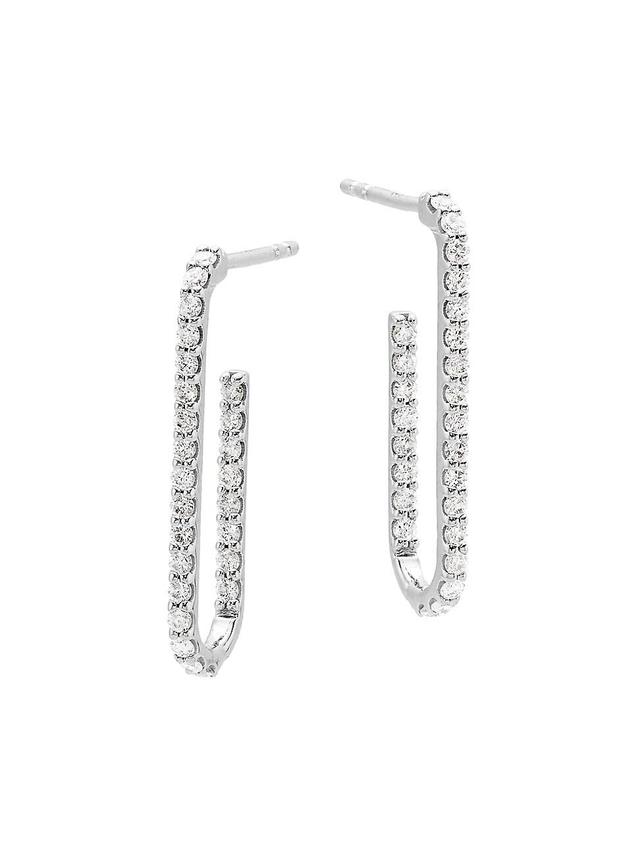 Womens 14K White Gold & 0.50 TCW Diamond Inside-Out Hoop Earrings Product Image