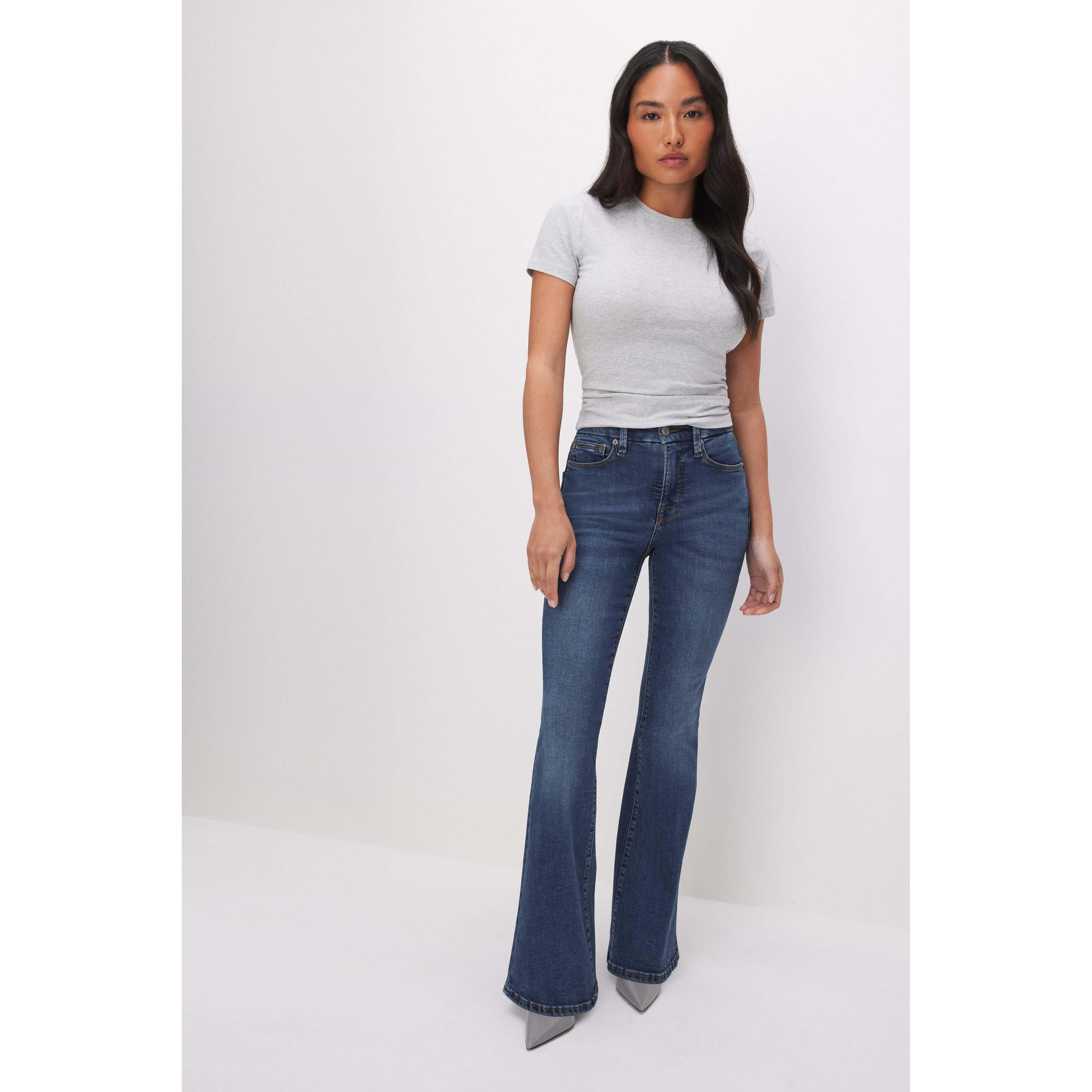 Womens Good Petite Flare Jeans | Blue, Size 15 Plus | Good American by Khlo Kardashian Product Image