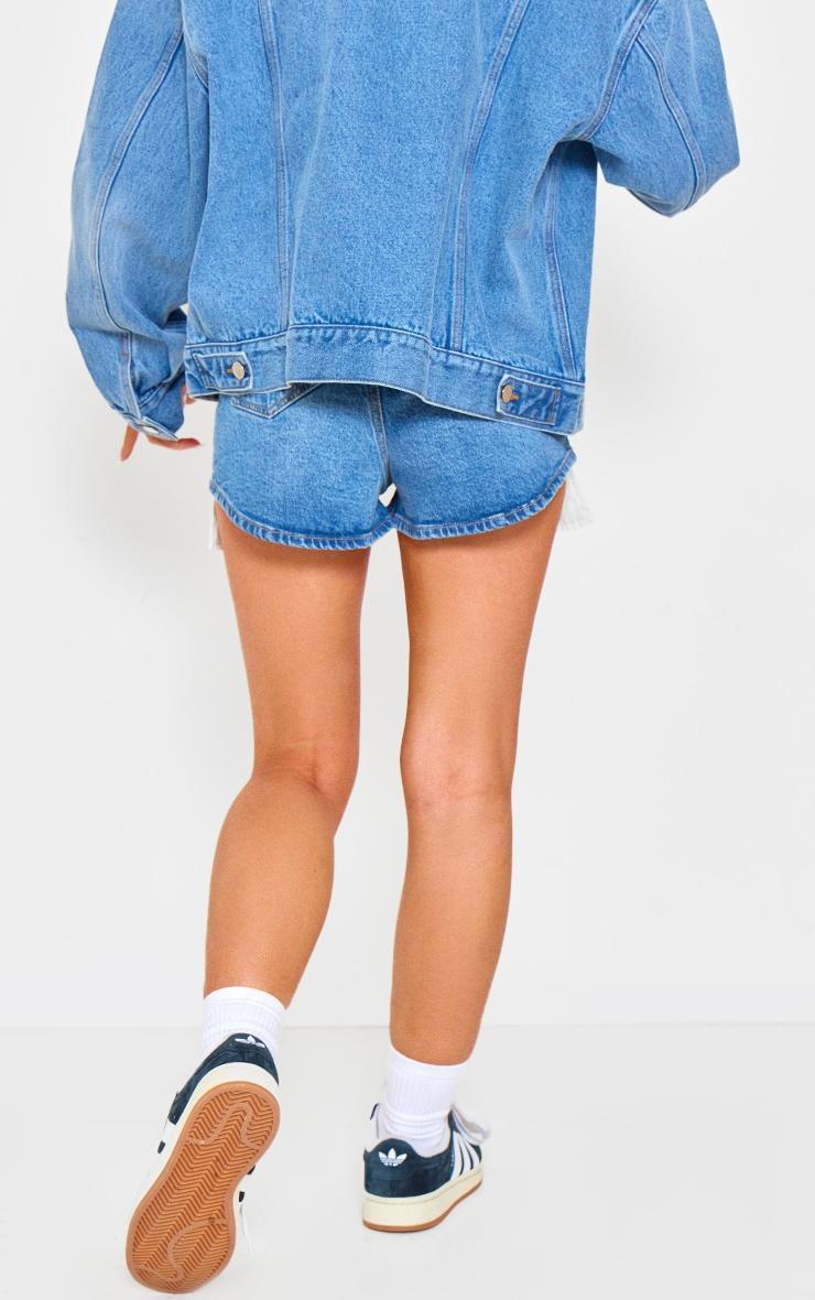 Light Blue Exposed Pocket Denim Shorts Product Image