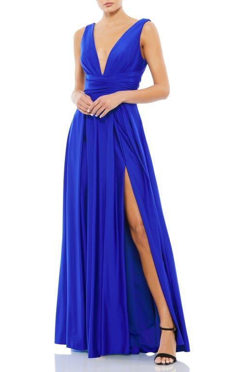 Ieena for Mac Duggal V-Neck Sleeveless Gown Product Image