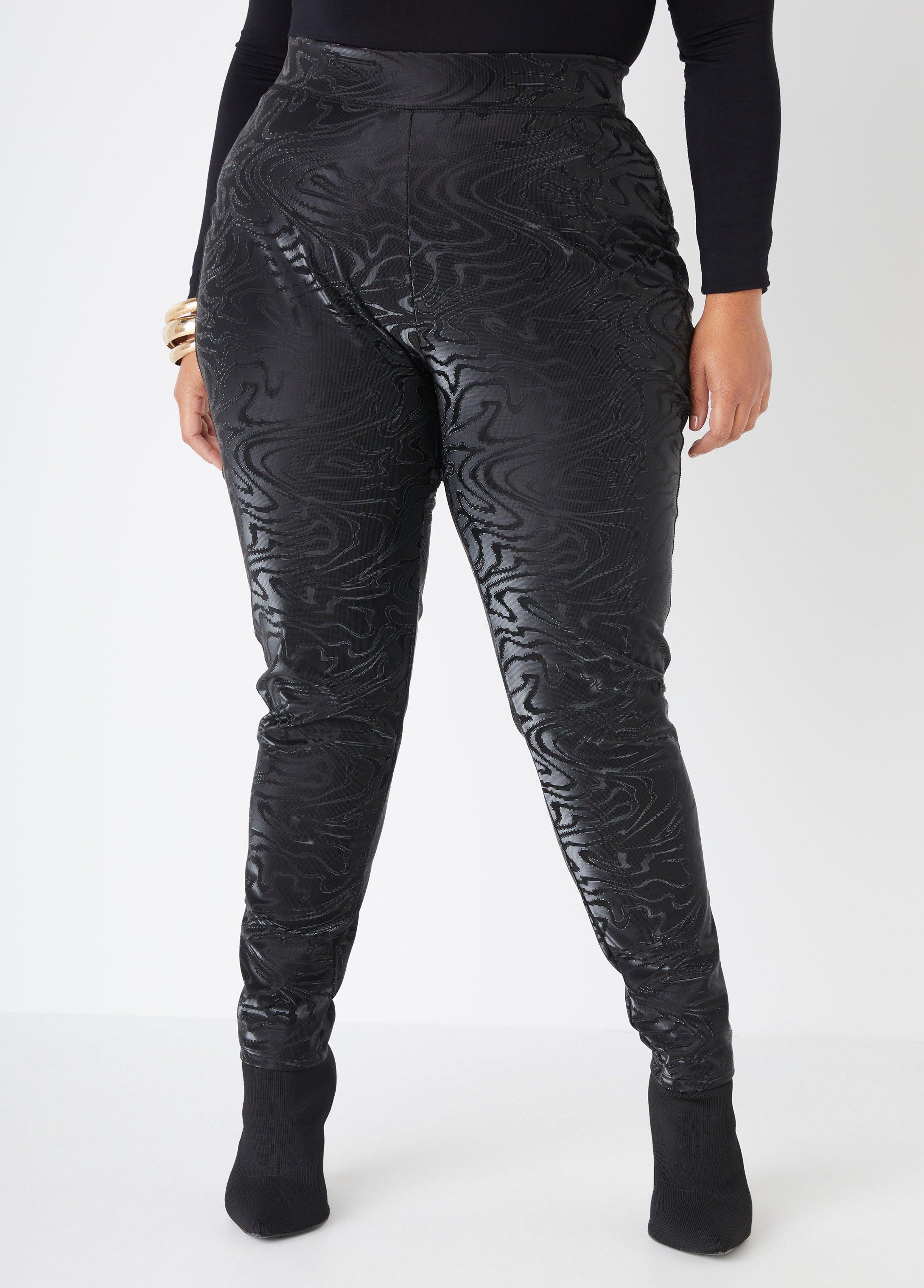 Plus Size Swirl Faux Leather Leggings Ashley Stewart Product Image