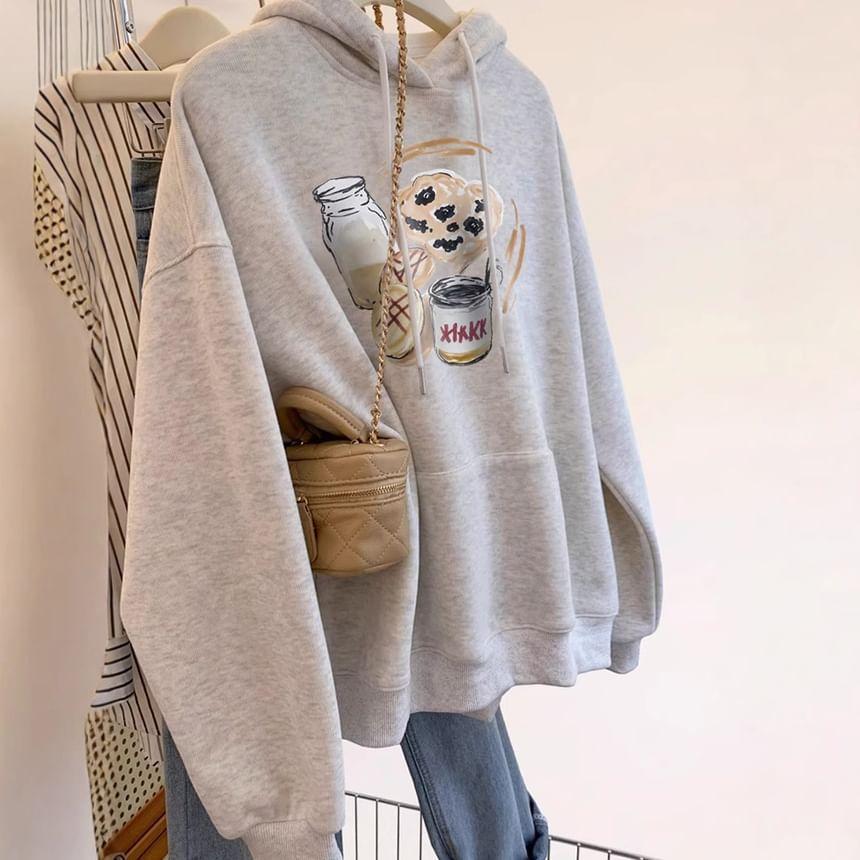 Graphic Print Drawstring Hoodie Product Image