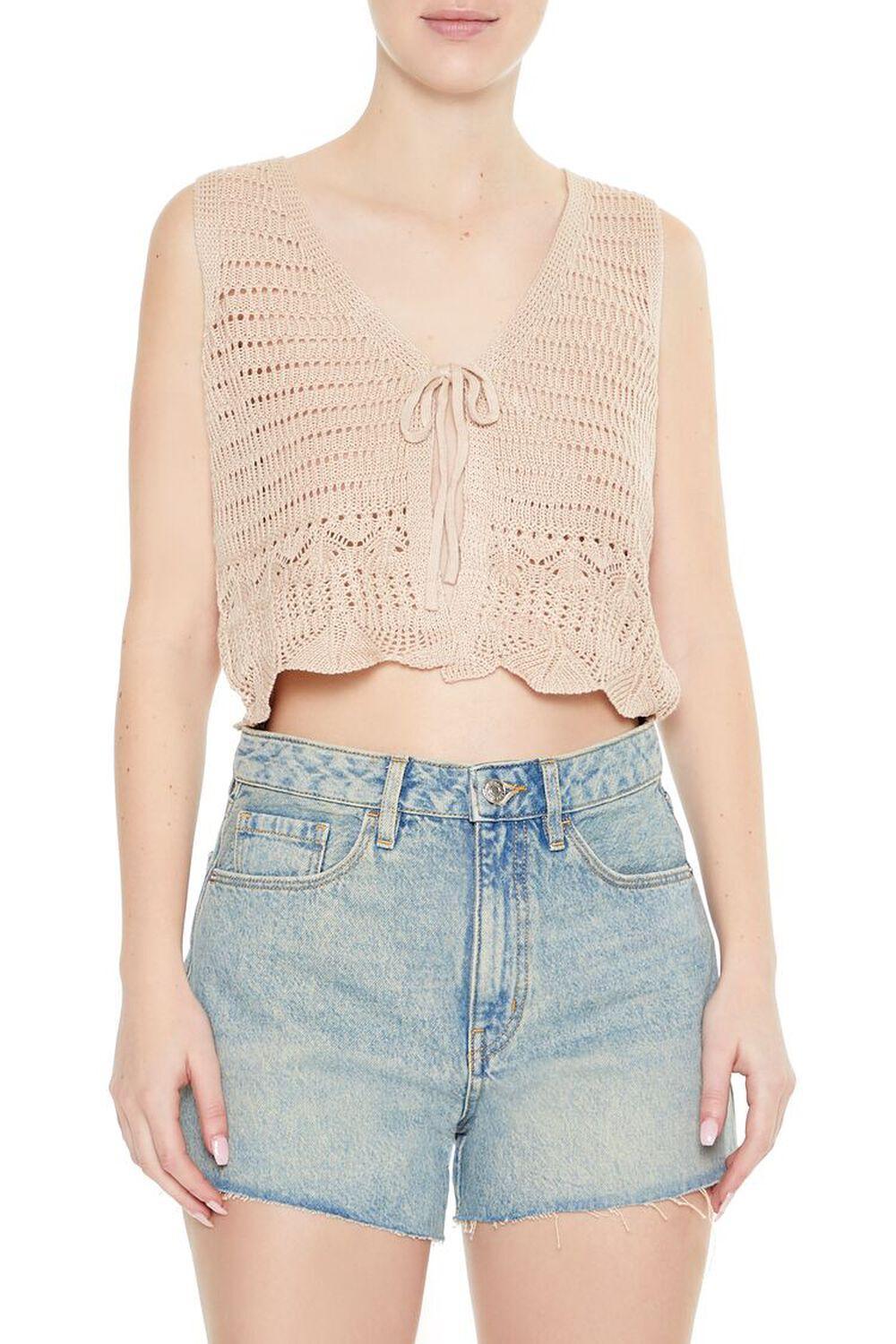 Cropped Crochet Sweater Vest | Forever 21 product image