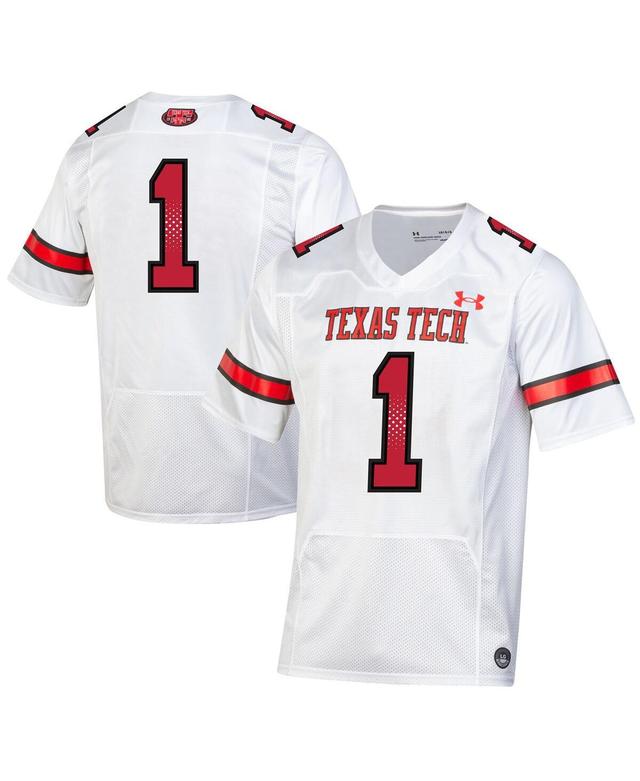 Mens Under Armour #1 White Texas Tech Red Raiders Throwback Replica Jersey - White Product Image