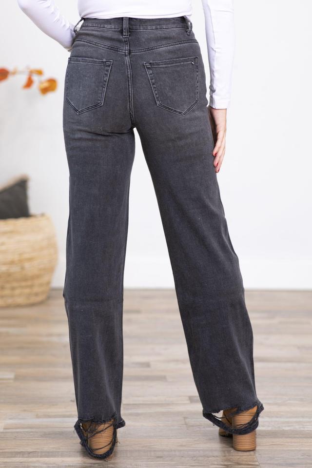 Mica Charcoal High Rise Wide Leg Jeans Product Image